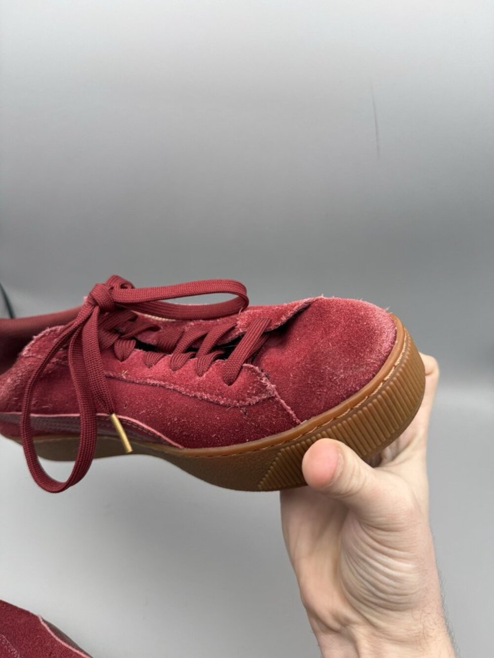 Puma US 9.5 Women's Platform Sneakers Suede Red Brown Lace Up Ladies - Picture 10 of 13